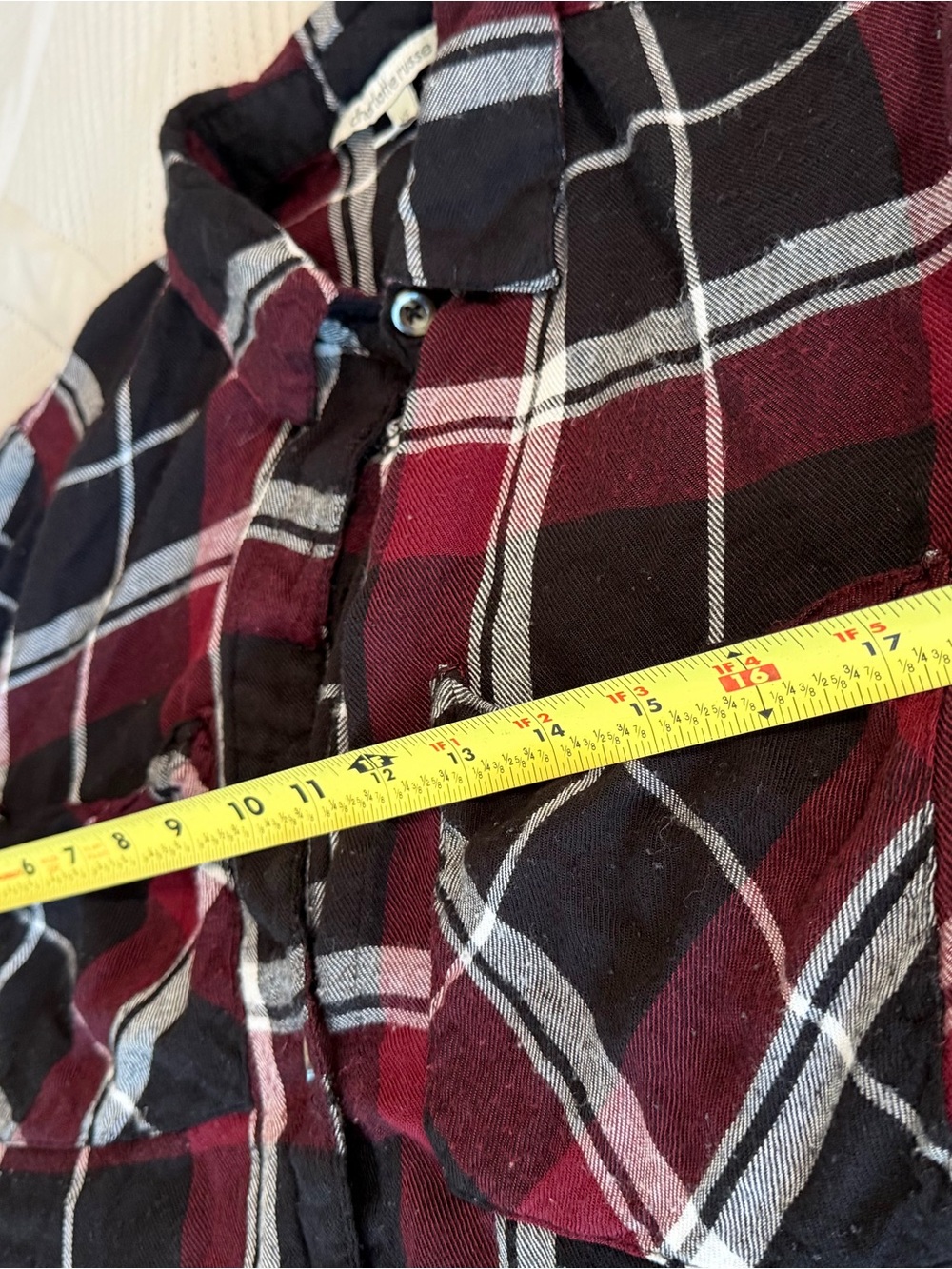 Win Black and Burgundy flannel Button-Front Shirt Dress - Picture 5 of 6